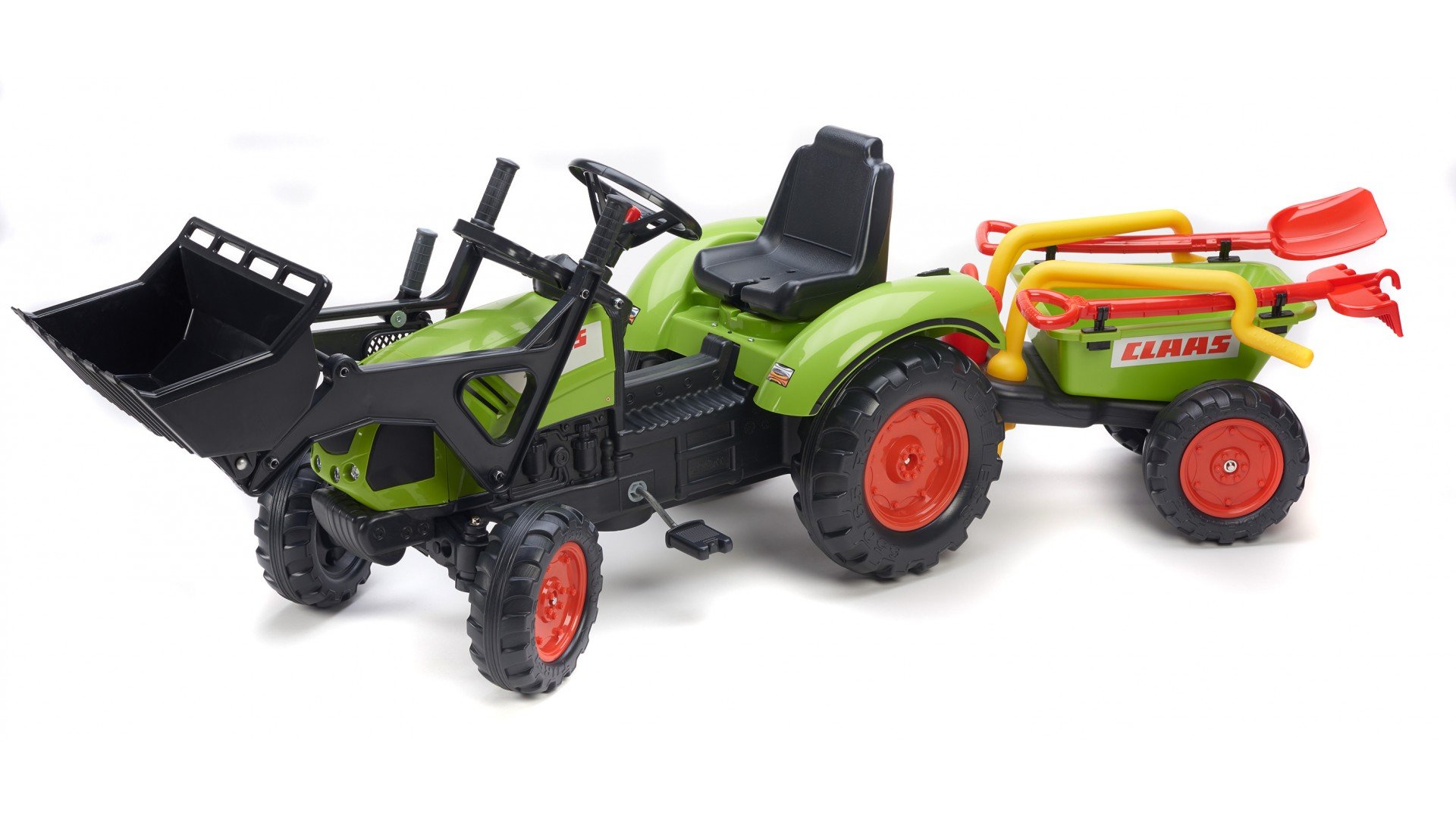 Детский трактор на педалях с прицепом и ковшом Falk Claas Arion, зеленый (1041RM) - фото 1