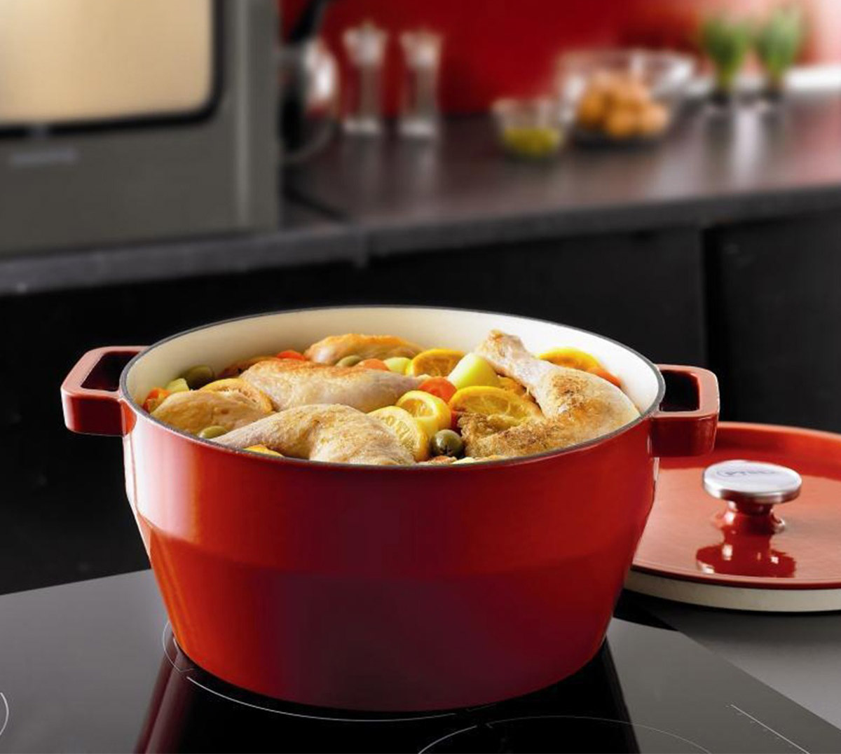 Кастрюля Pyrex Slow Cook чугунная 6.3 л красная (SC5AC28) - фото 6