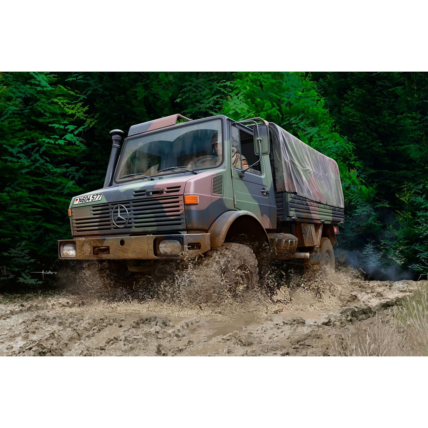 Збірна модель Revell Вантажівка Unimog 2T milgl, рівень 5, масштаб 1:35, 190 деталей (RVL-03337) - фото 2