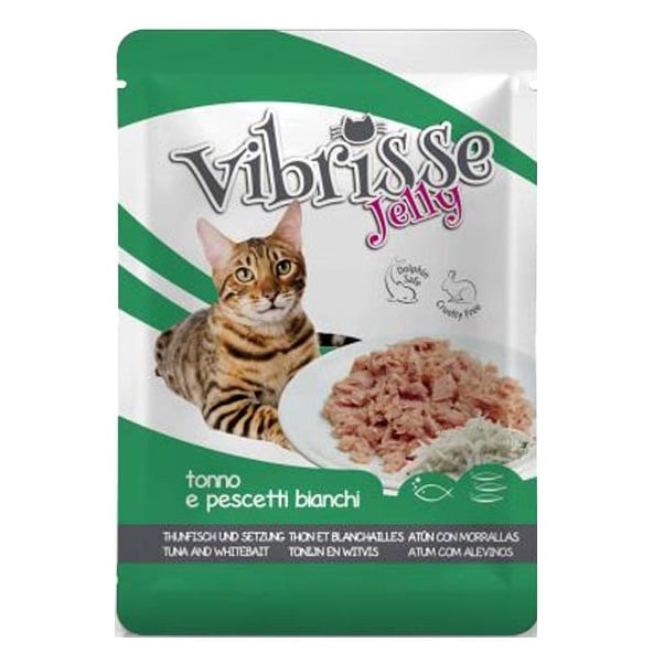 Вологий корм для котів Vibrisse Jelly, Тунець та корюшка в желе, 70 г (C1018987) - фото 1