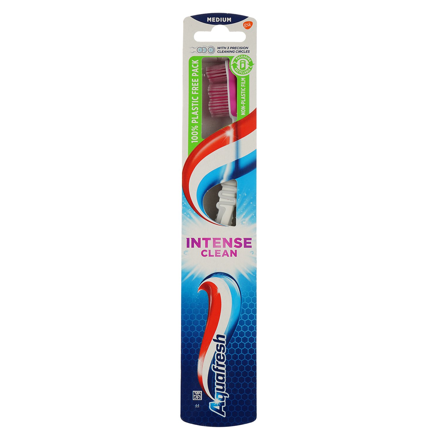 Зубная щетка Aquafresh Intense Clean medium белая с малиновым 2 шт. - фото 1