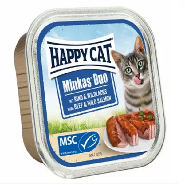 Влажный корм для кошек Happy Cat Duo Rind&WLachs, паштет в соусе с говядиной и диким лососем, 100 г - фото 1