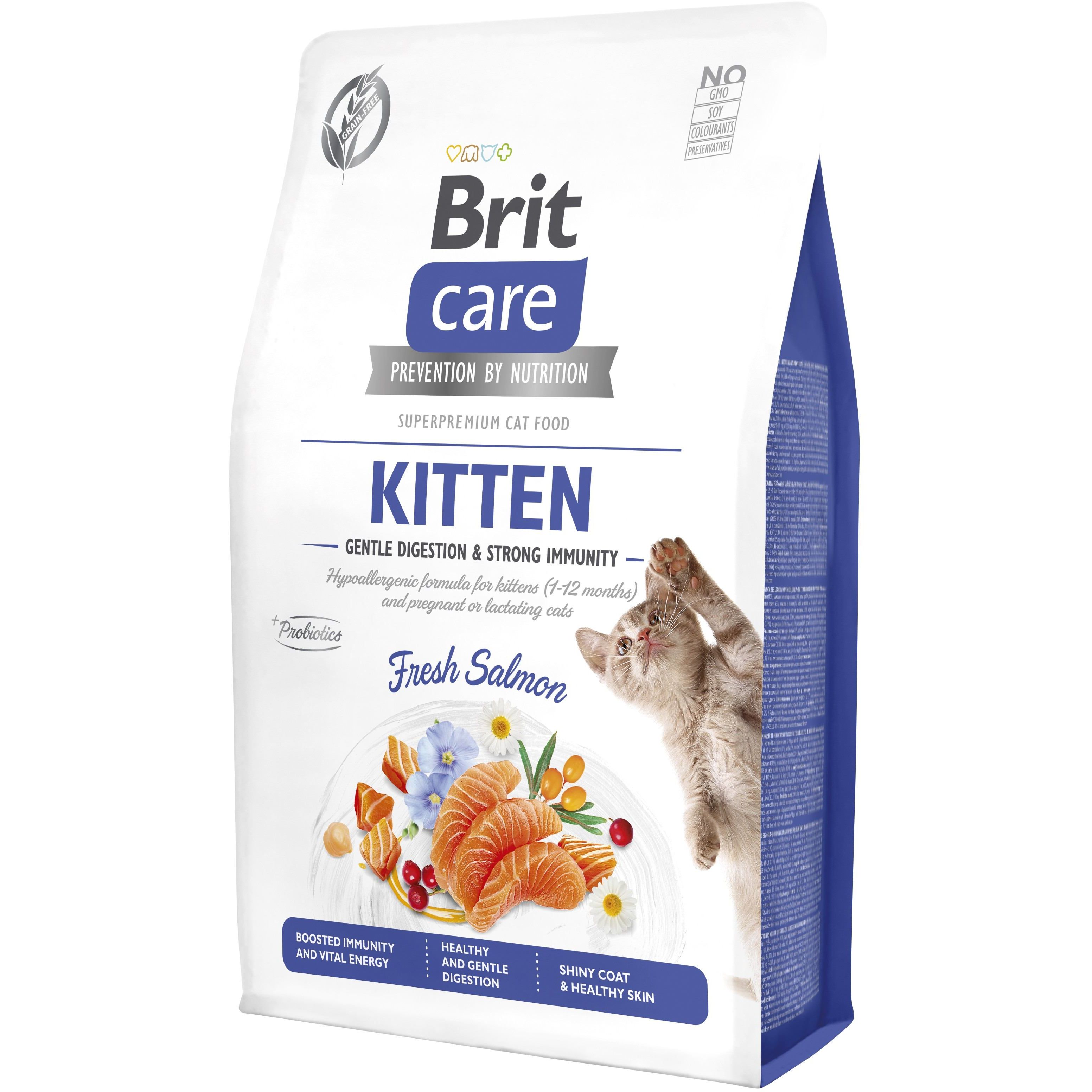 Сухой корм для котят Brit Care Kitten Gentle Digestion Strong Immunity с лососем 2 кг - фото 1