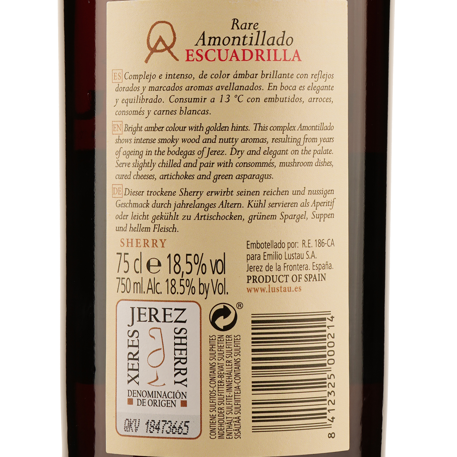 Вино Emilio Lustau Rare Amontillado Escuadrilla Jerez, біле, сухе, 18,5%, 0,75 л - фото 3