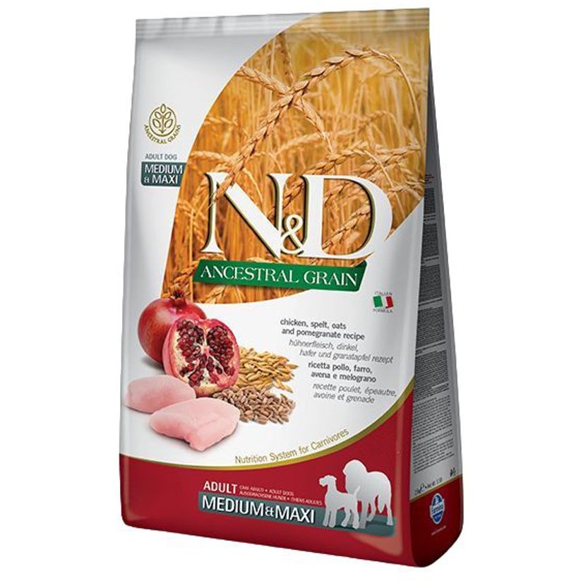 Сухий корм для дорослих собак середніх та великих порід Farmina N&D Low Grain Dog Chicken&Pomegranate Adult Medium&Maxi, курка та гранат, 2,5 кг - фото 1
