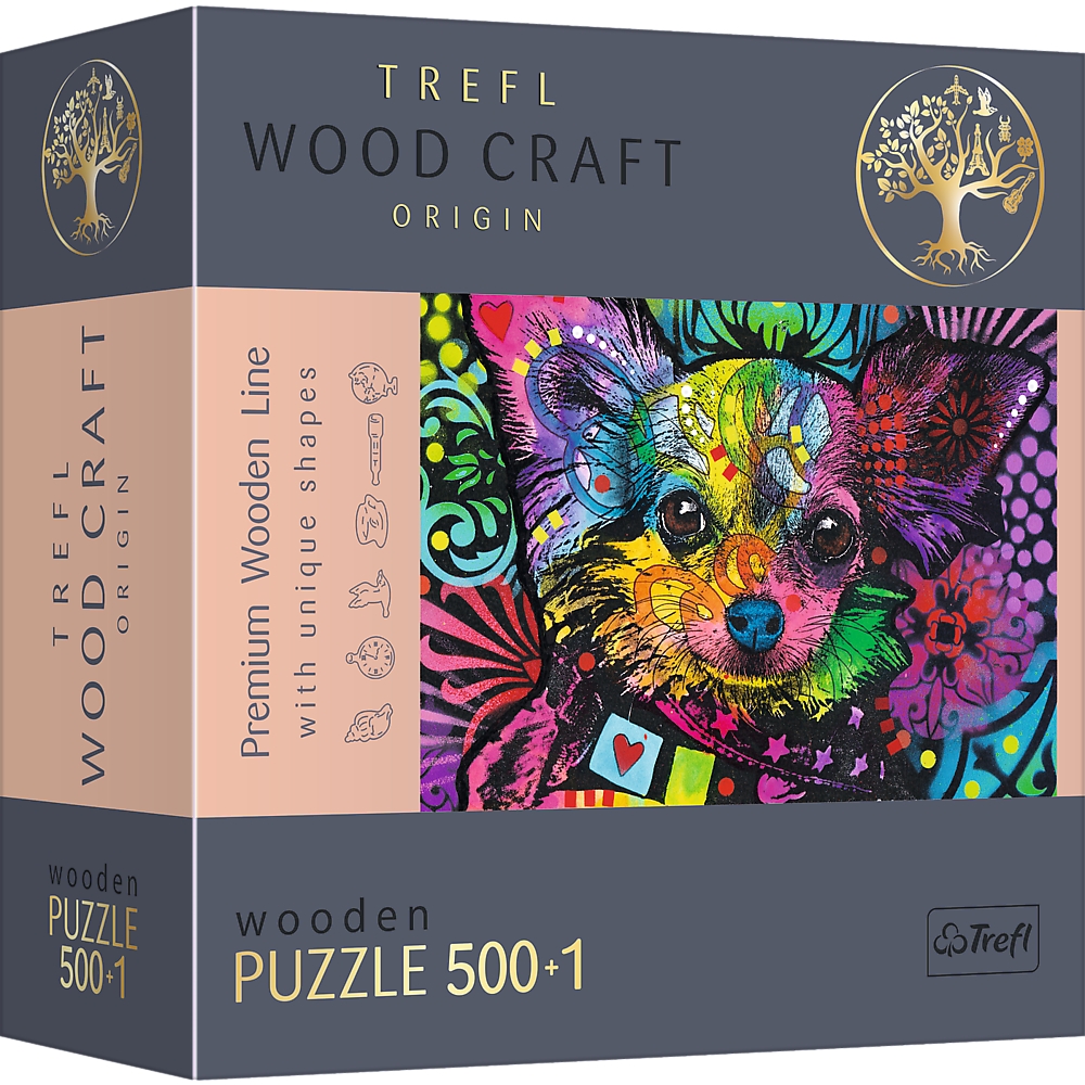 Пазли фігурні з дерева Trefl Кольорове щеня 500+1 елементів - фото 1