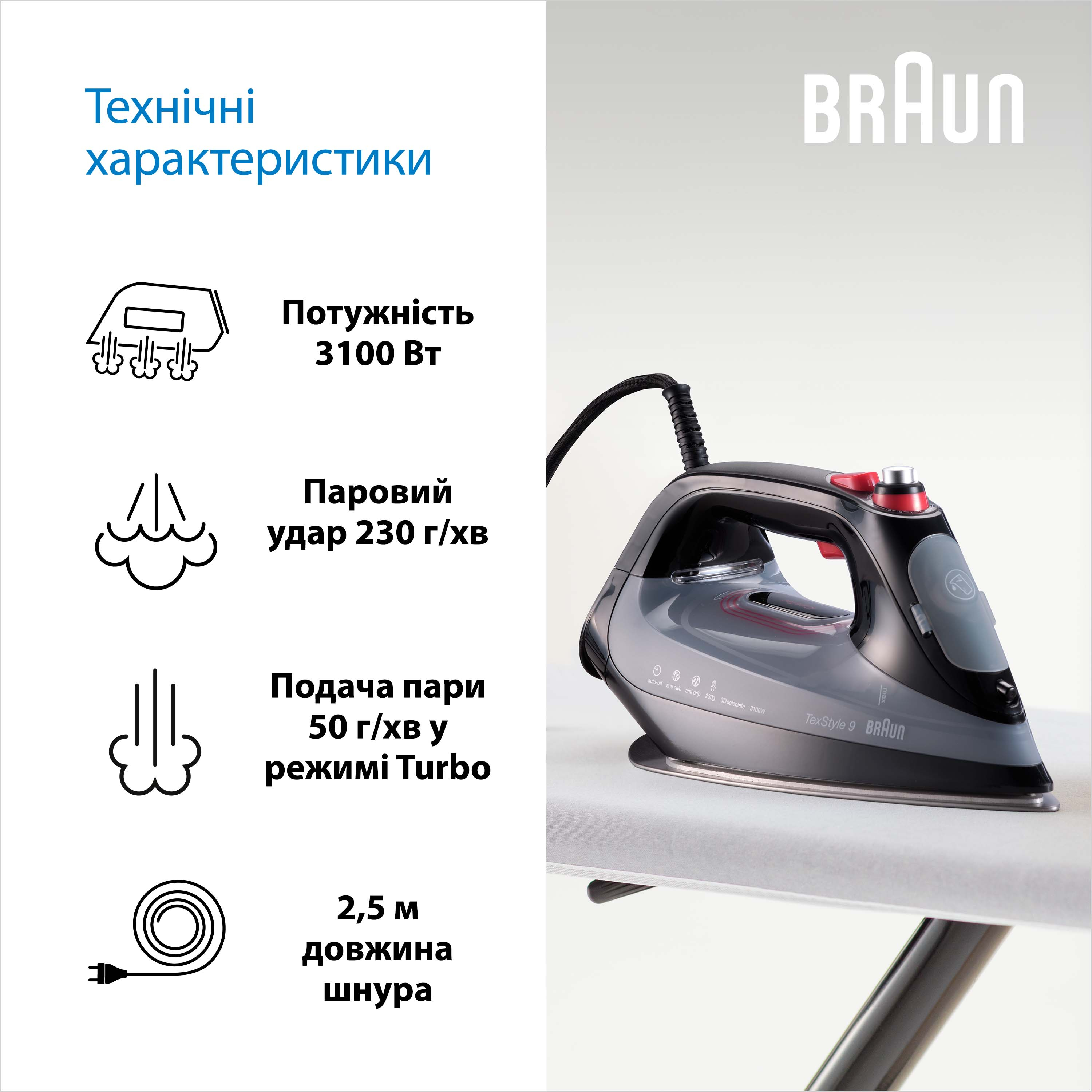 Утюг Braun TexStyle 9 SI 9281 BK черный - фото 4