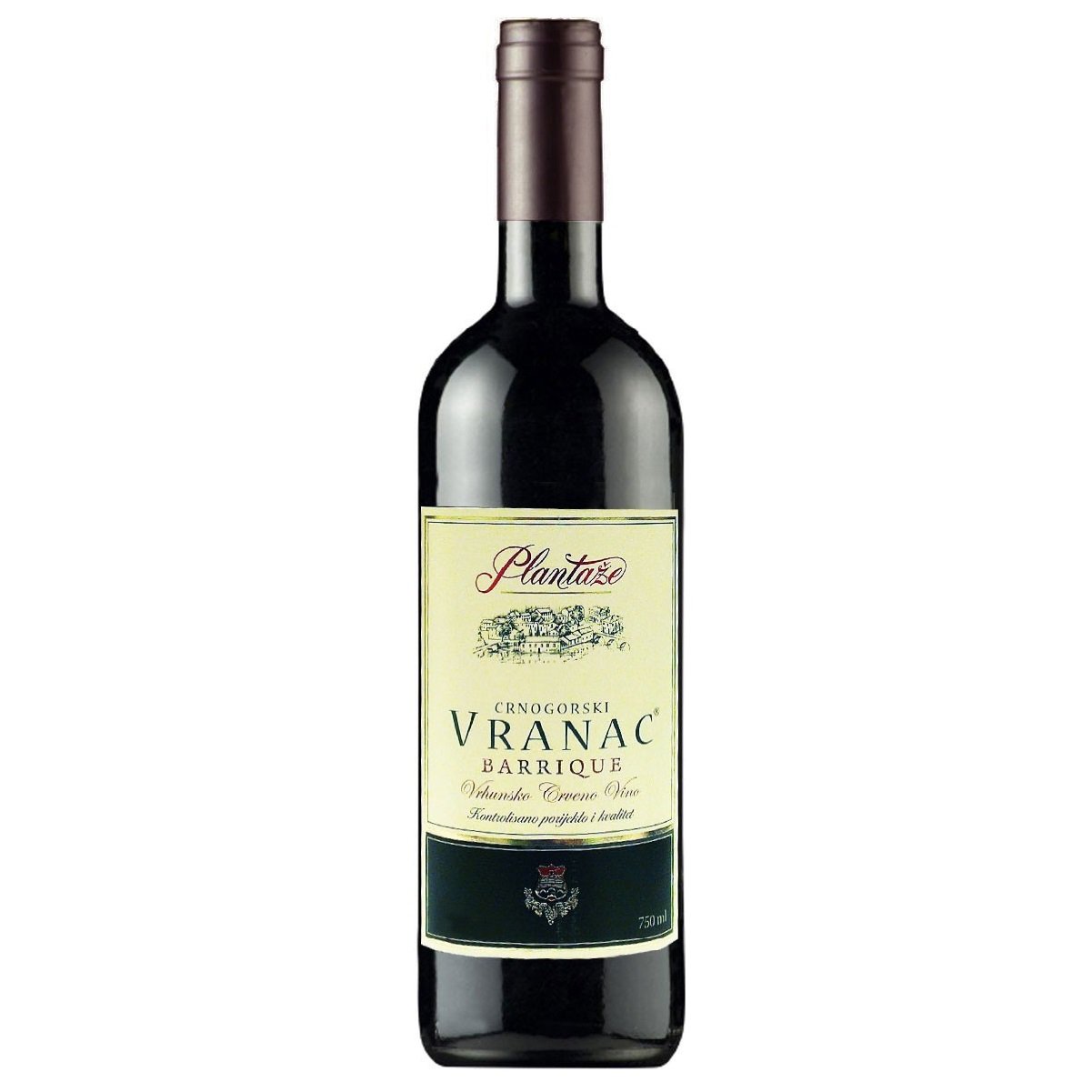 Вино Plantaze Vranac Barrique, червоне, сухе, 14%, 0,75 л (8000008939397) - фото 1