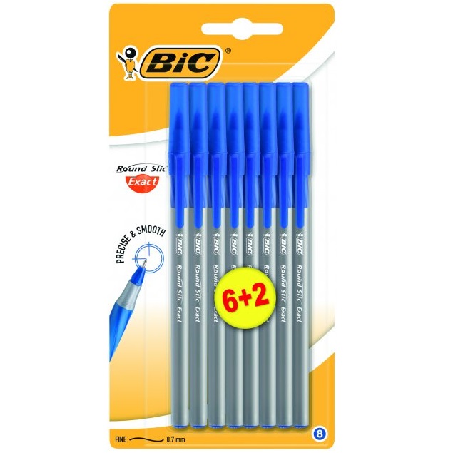 Ручка шариковая BIC Round Stic Exact, 0,36 мм, синий, 8 шт. (932862) - фото 1