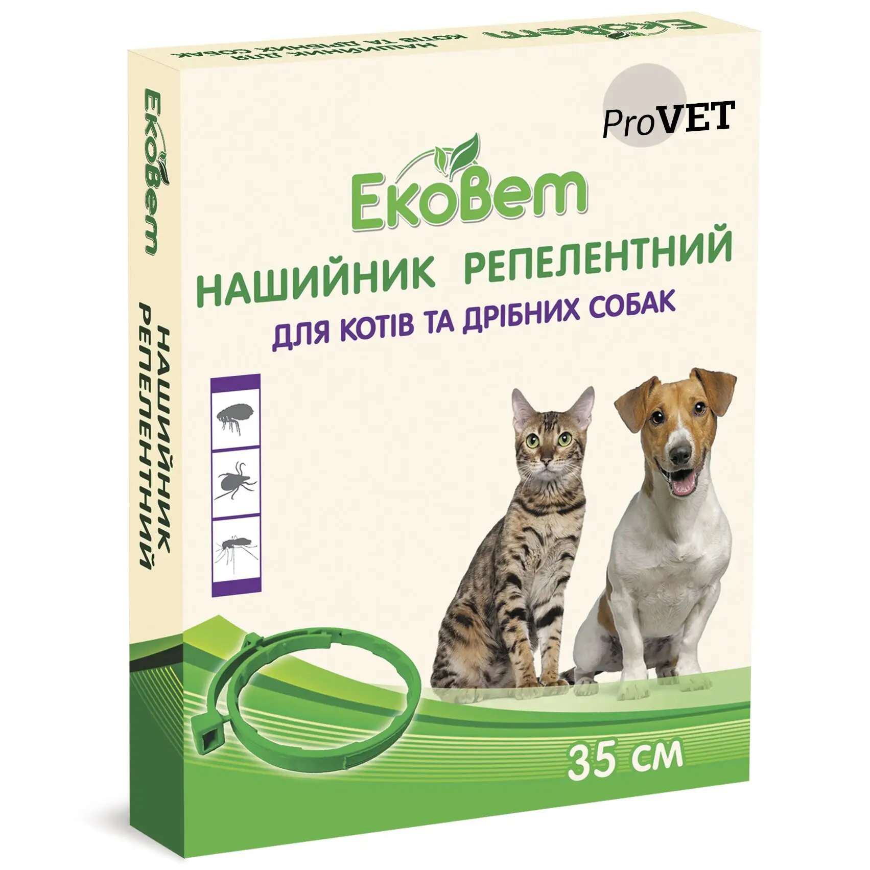 Ошейник для кошек и собак ProVET ЭкоВет, от внешних паразитов, 35 см (PR241115) - фото 1