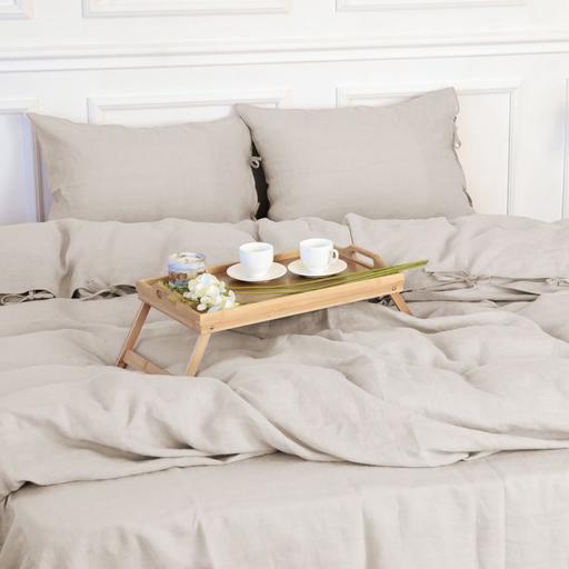 Комплект постельного белья MirSon Natural Linen Jasmine лен полуторный евро бежево-серый (2200008269043) - фото 5