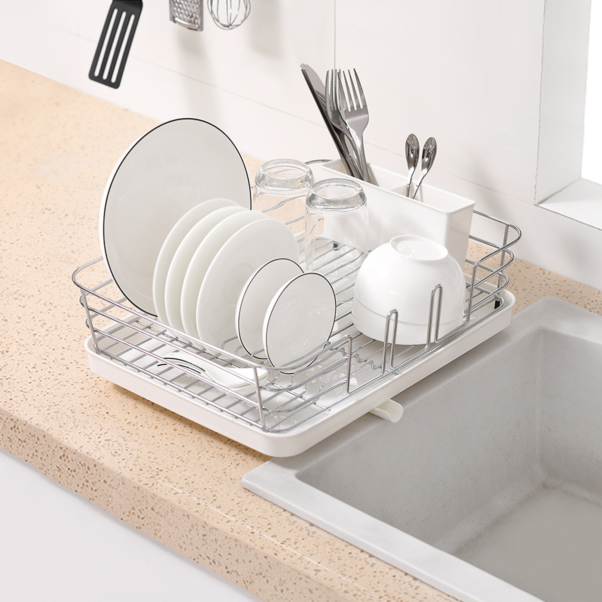 Сушилка для посуды МВМ My Home, с органайзером, белый (DR-02 WHITE) - фото 3