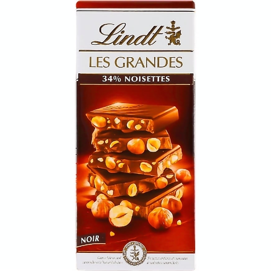 Чорний шоколад Lindt Les Grandes з цілим фундуком 150 г - фото 1