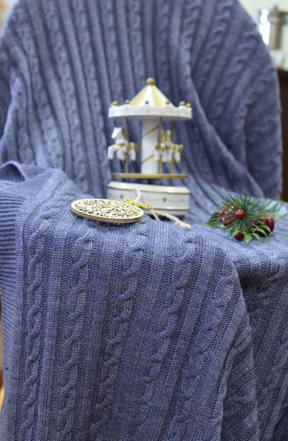 Плед Прованс Soft Коси, 180х140 см, синій меланж (11682) - фото 1
