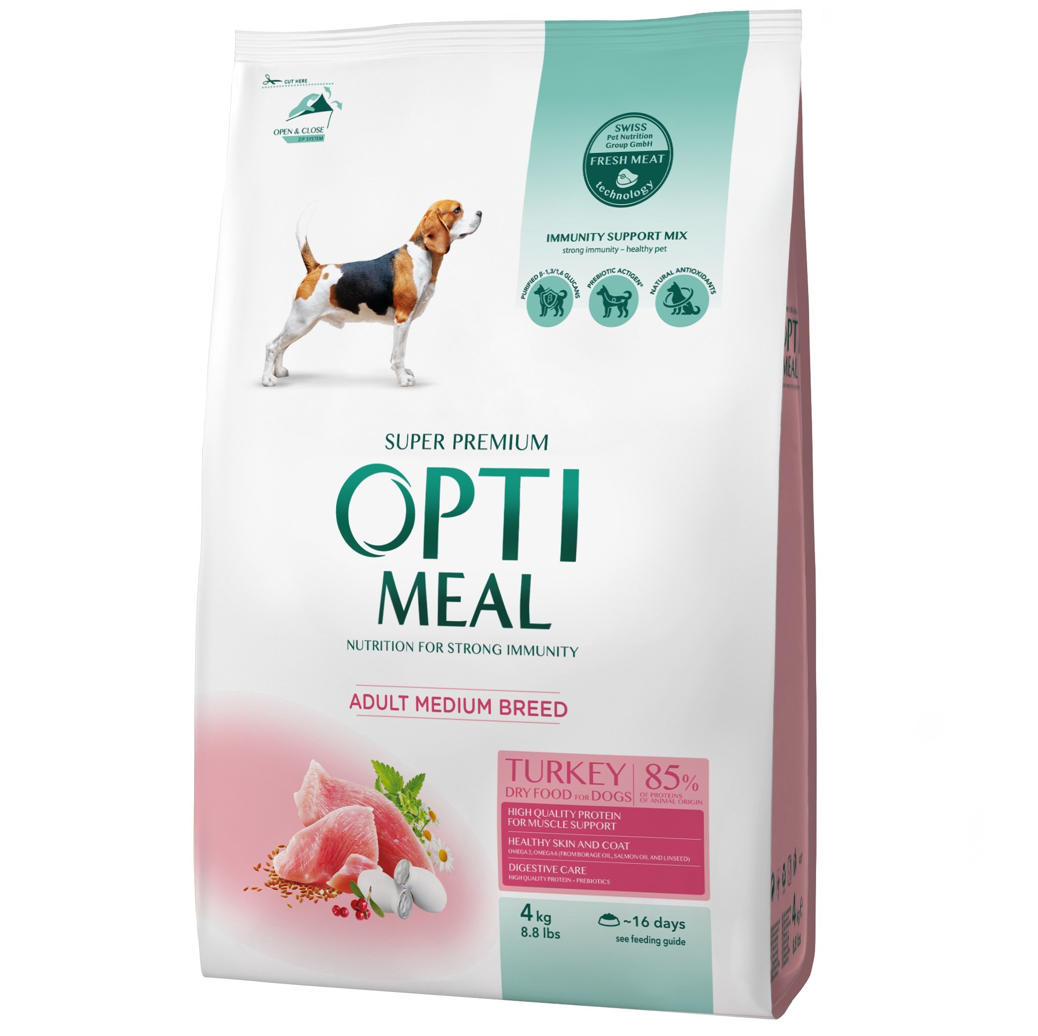 Сухий корм для дорослих собак середніх порід Optimeal, індичка, 4 кг (B1760501) - фото 1