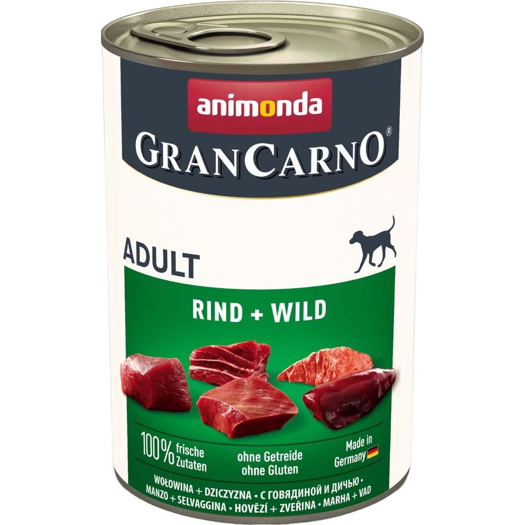 Вологий беззерновий корм для собак Animonda GranCarno Adult Beef + Game, з яловичиною та дичиною, 400 г - фото 1