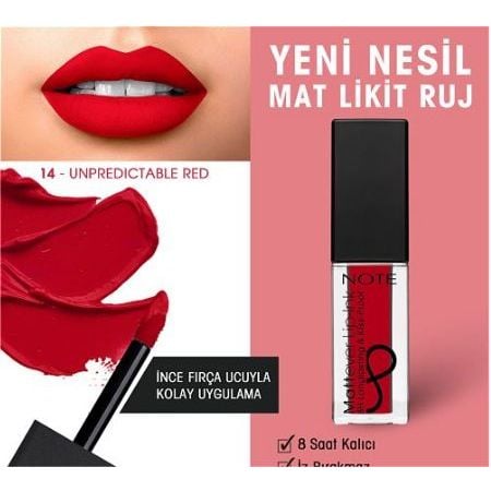 Матовый флюид для губ Note Cosmetique Mattever Lip-Ink тон 14 (Unpredictable Red) 4.5 мл - фото 3