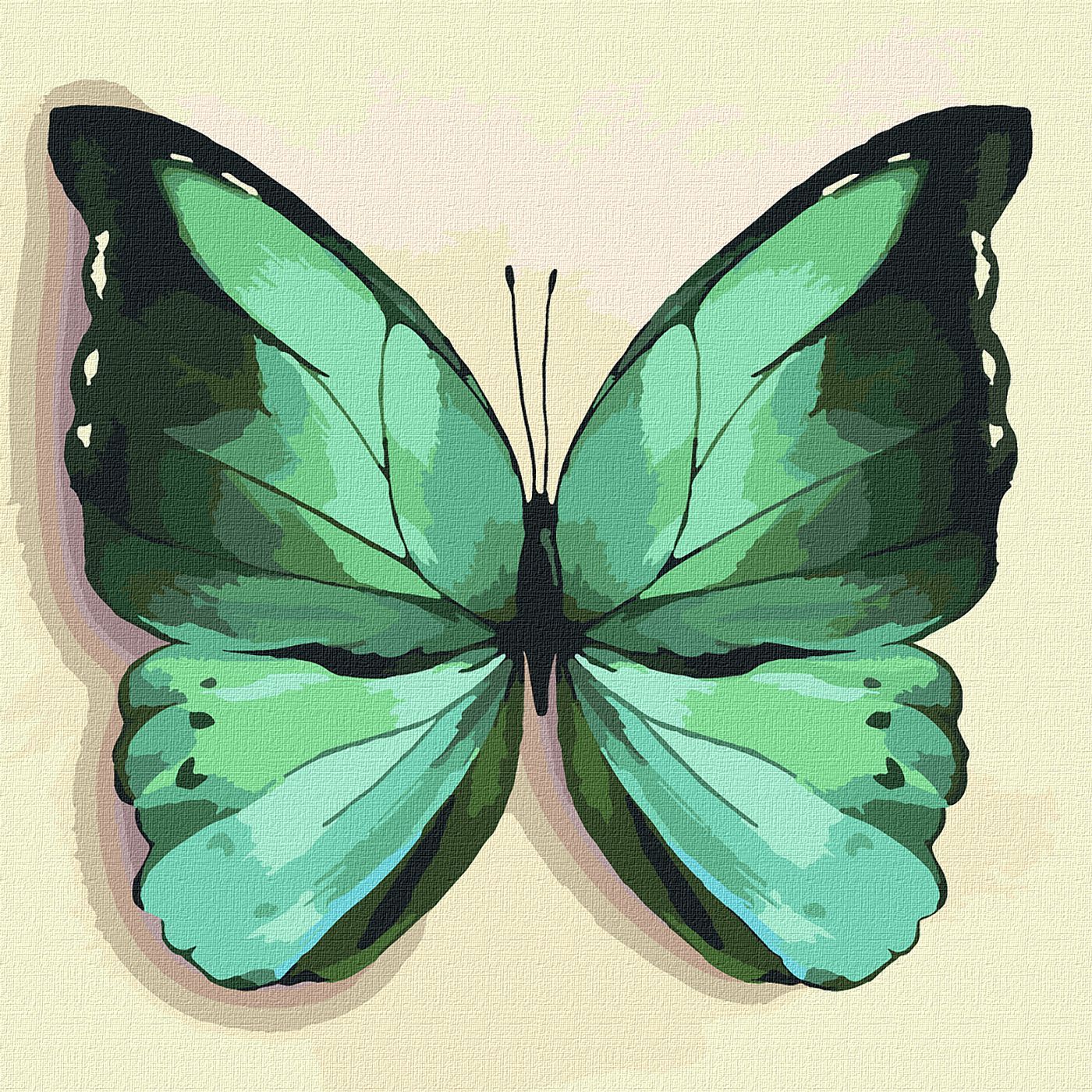 Набір для розпису по номерах Ідейка Зелений метелик, 25х25 см (KHO4208) - фото 1