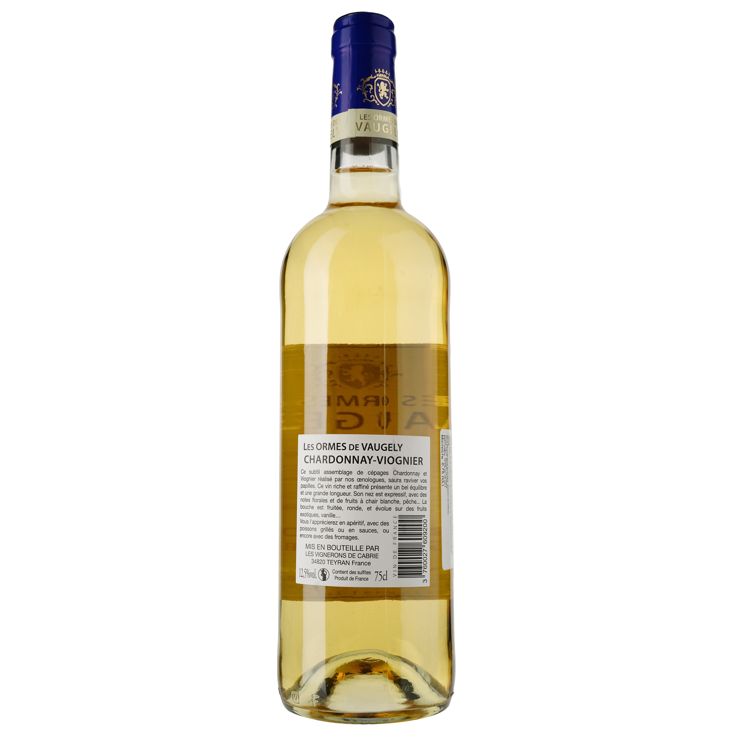 Вино Les Ormes De Vaugely Les Galets Roules Chardonnay Viogner IGP Pays D'Oc, белое, сухое, 0,75 л - фото 2