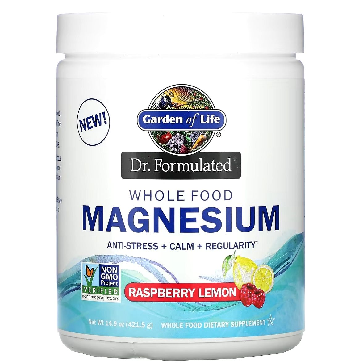 Магній Garden of Life Whole Food Magnesium Powder зі смаком малини та лимона 421.5 г (GOL12280) - фото 1