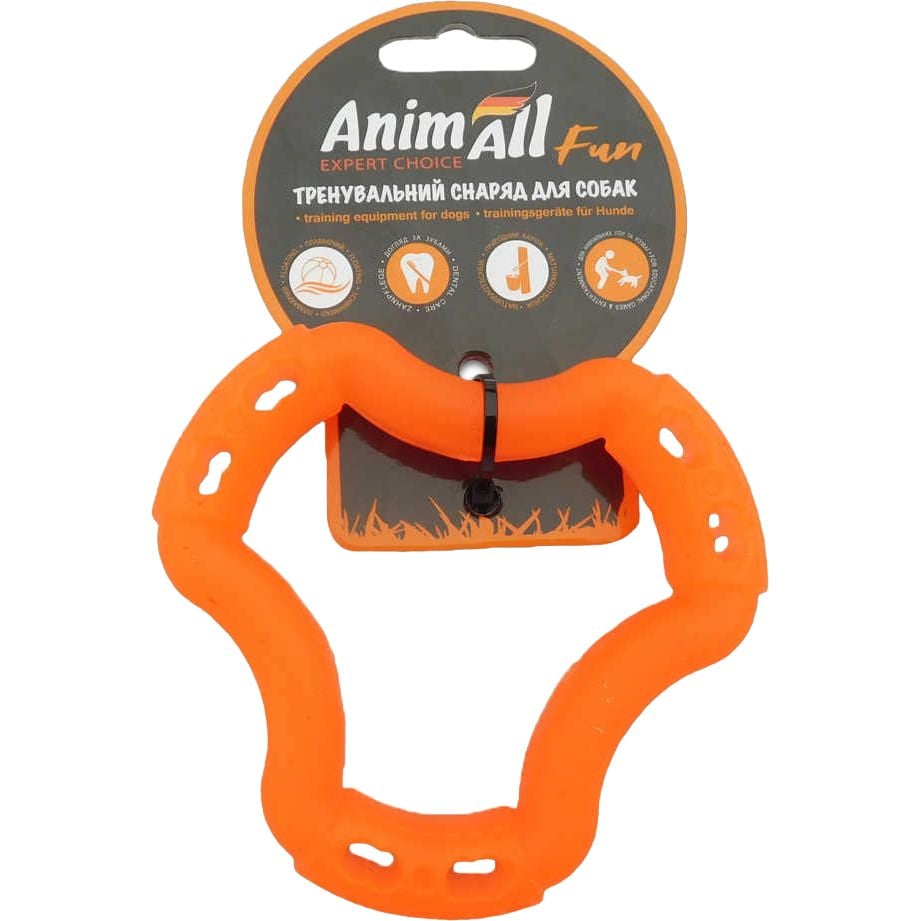 Игрушка для собак AnimAll Fun AGrizZzly Кольцо шестисторонное оранжевая 12 см - фото 1