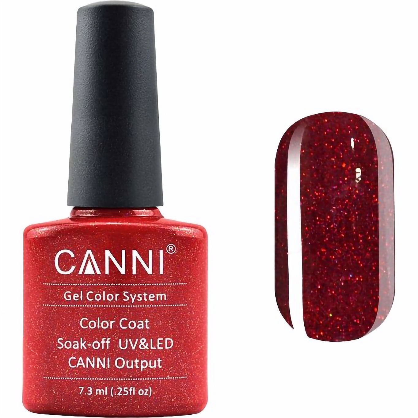 Гель-лак Canni Color Coat Soak-off UV&LED 207 бургунди з дрібними червоними блискітками і мікроблиском 7.3 мл - фото 1