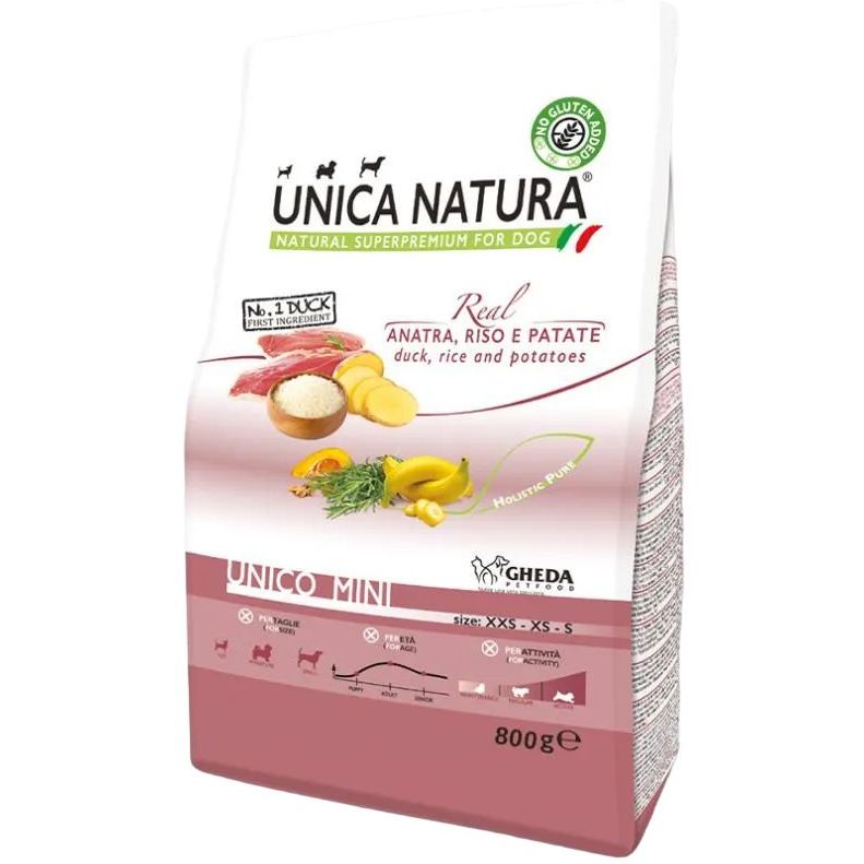 Сухой корм для собак Unica Natura Unico Mini утка с рисом и картофелем 800 г - фото 1