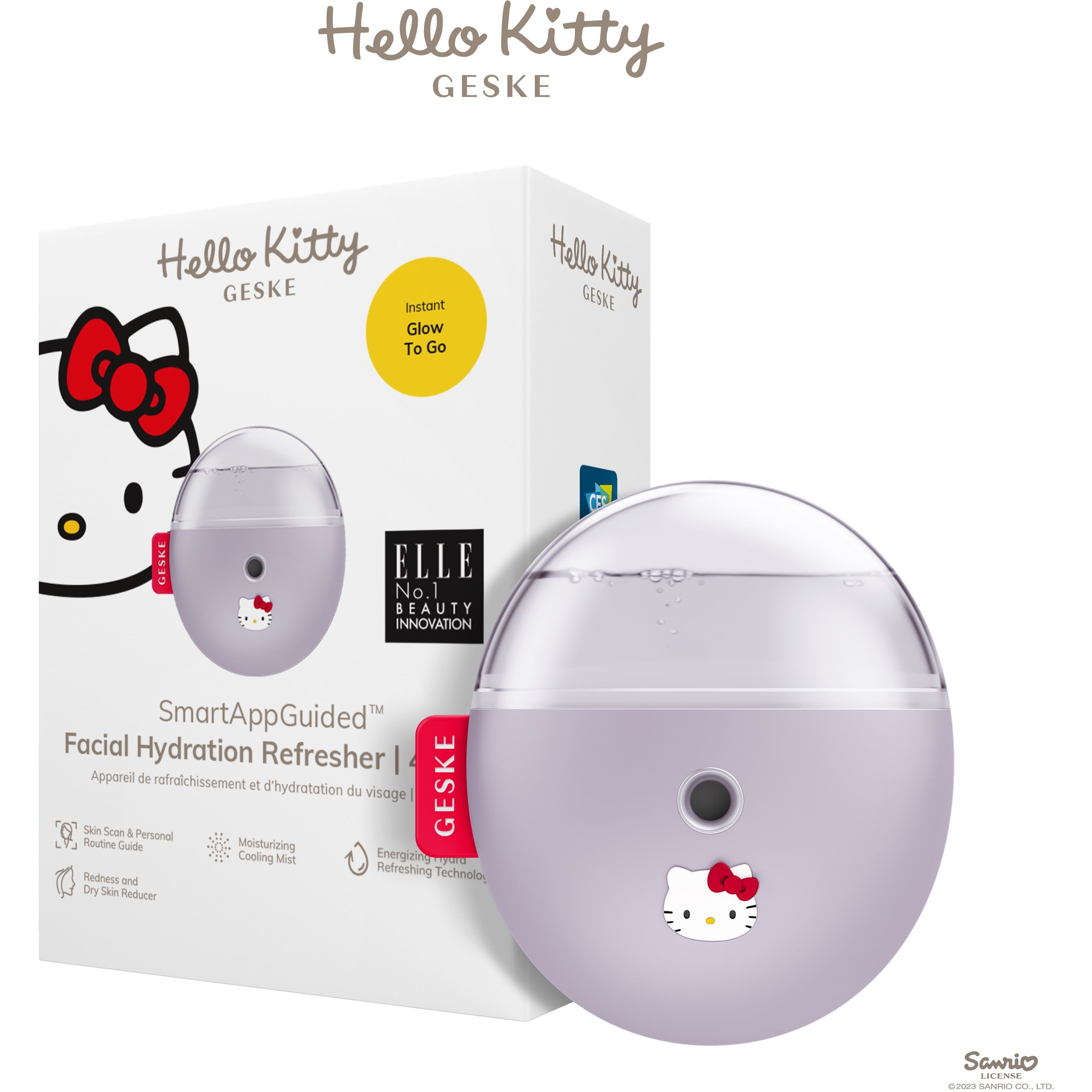 Електронний освіжувач для зволоження обиччя GESKE Facial Hydration Refresher 4 в 1 by Hello Kitty фіолетовий - фото 1