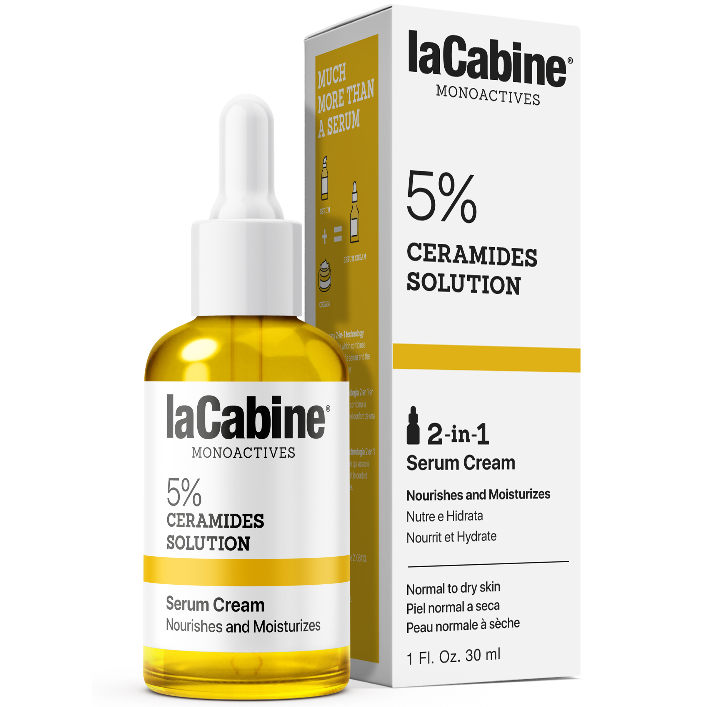 Крем-сироватка для живлення та зволоження сухої шкіри обличчя La Cabine 5% Ceramides 2in1 керамідів 5% 30 мл - фото 1