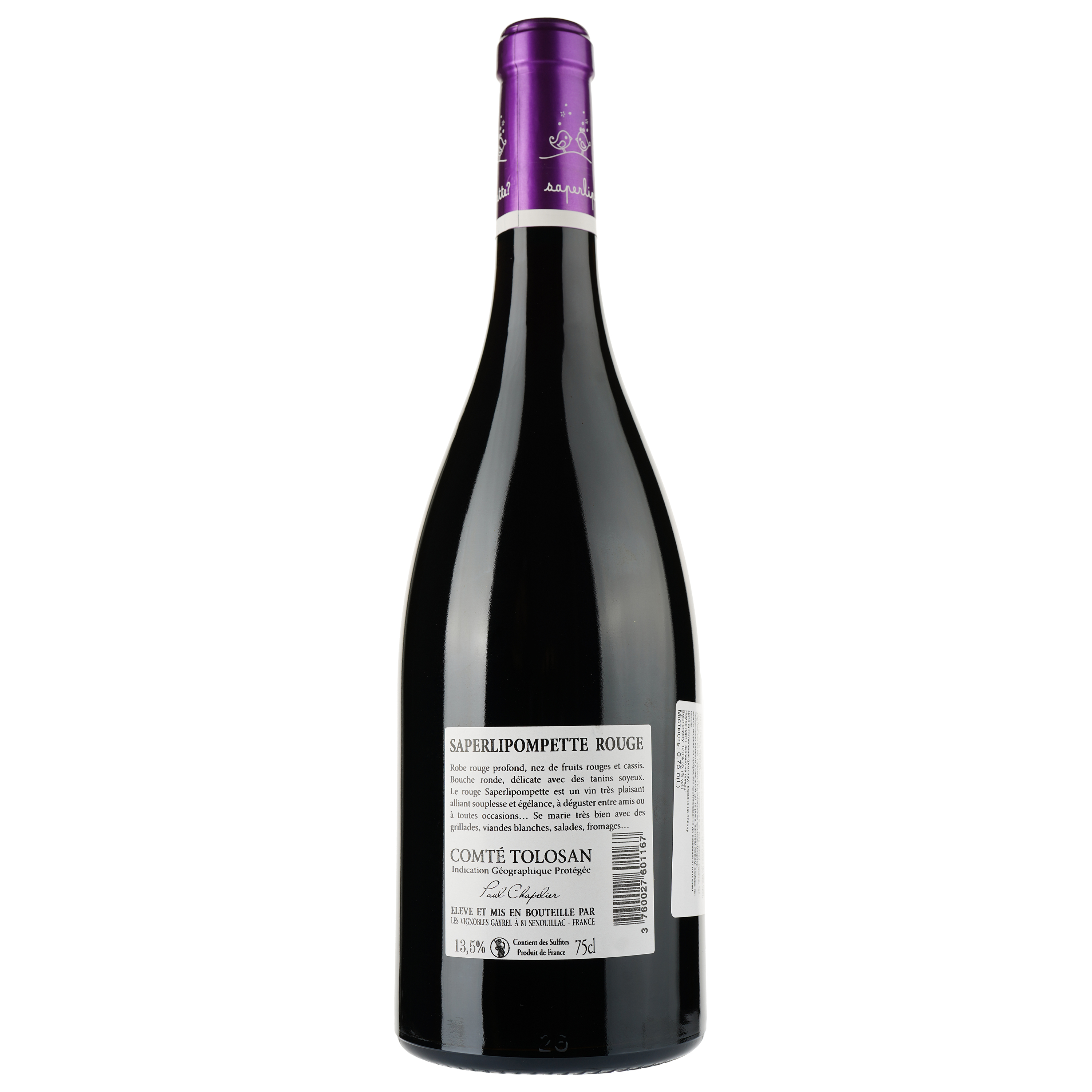 Вино Saperlipompette Rouge IGP Comte Tolosan, червоне, сухе, 0,75 л - фото 2