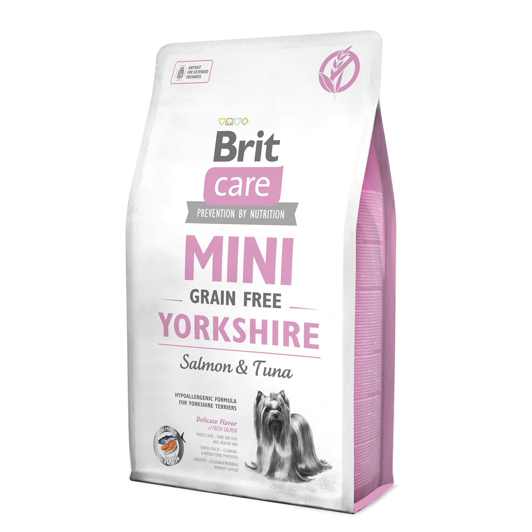 Беззерновой сухой корм для собак породы йоркширский терьер Brit Care Sensitive Grain Free Yorkshire, с лососем и тунцом, 2 кг - фото 1