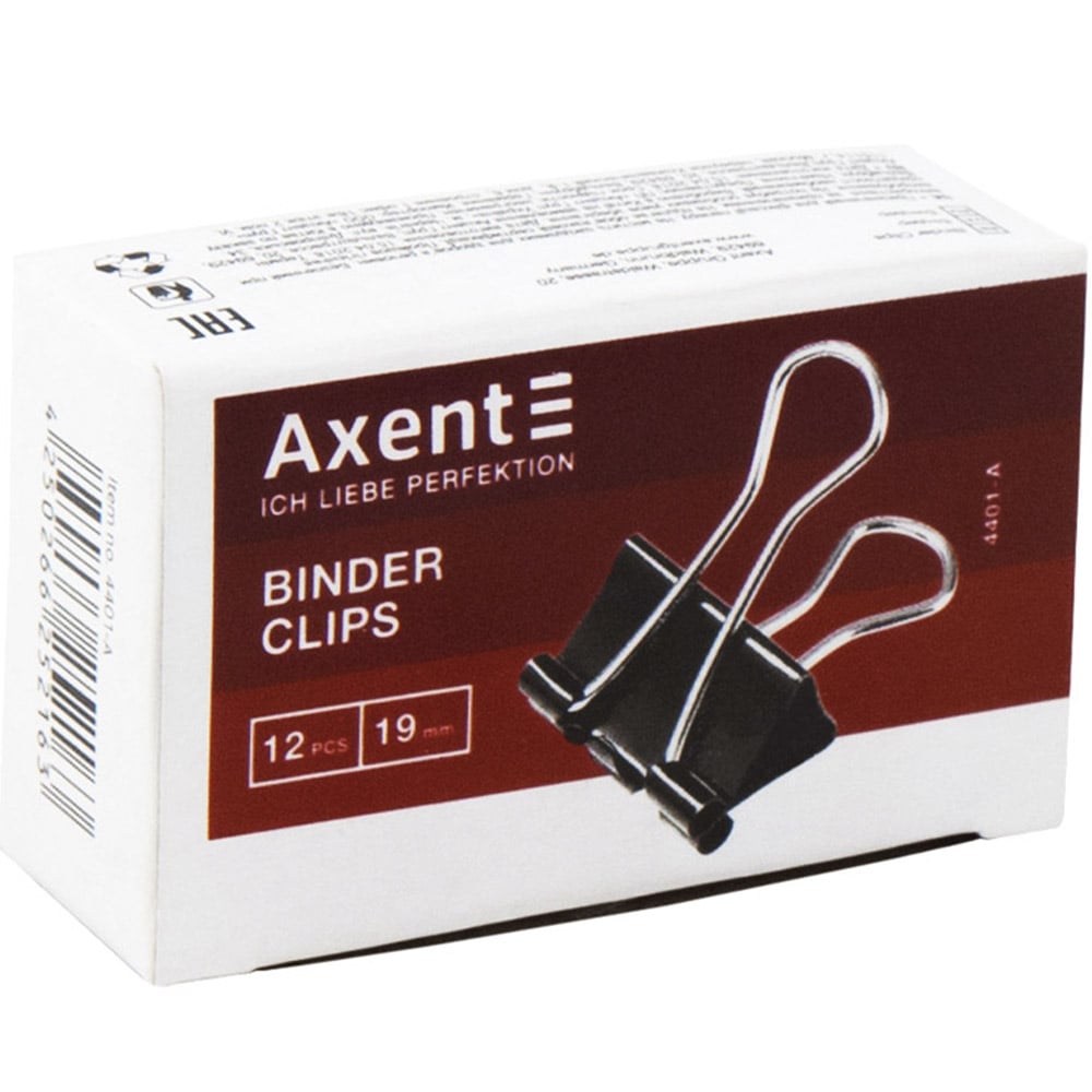 Биндер Axent 19 мм 12 шт. (4401-A) - фото 1