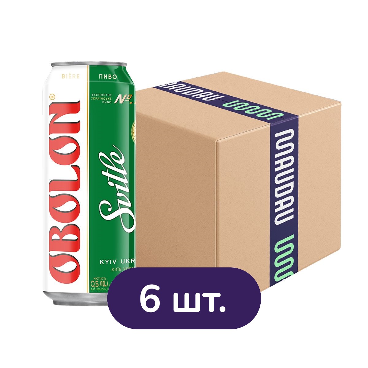 Пиво Оболонь світле 4.5% з/б 3 л (6 шт. х 0.5 л) - фото 1