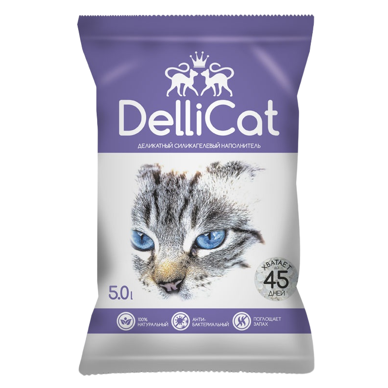 Силікагелевий наповнювач для котячого туалету DelliCat Purple, 5 л (SGL025) - фото 1