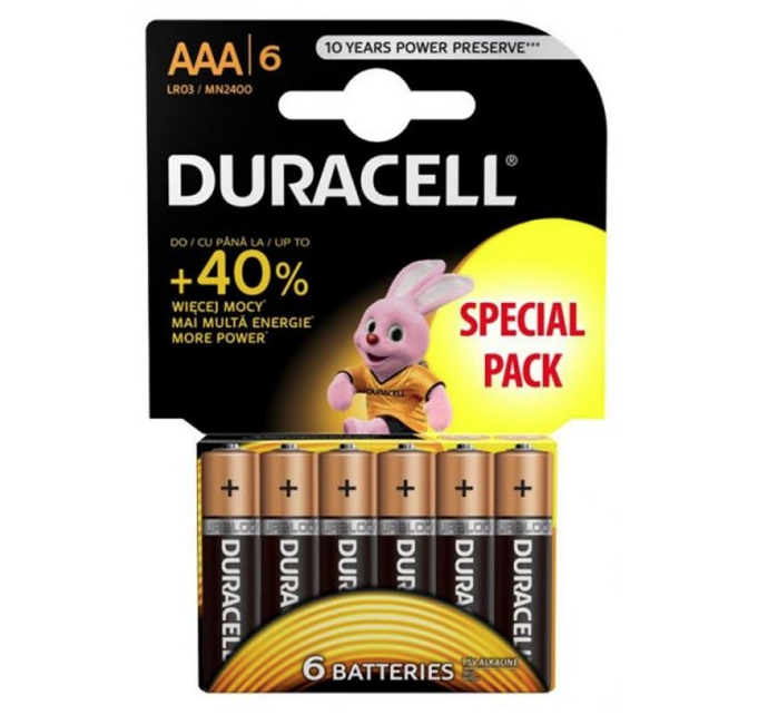 Лужні батарейки мізинчикові Duracell 1,5 V ААA LR03/MN2400, 6 шт. (5005618) - фото 1