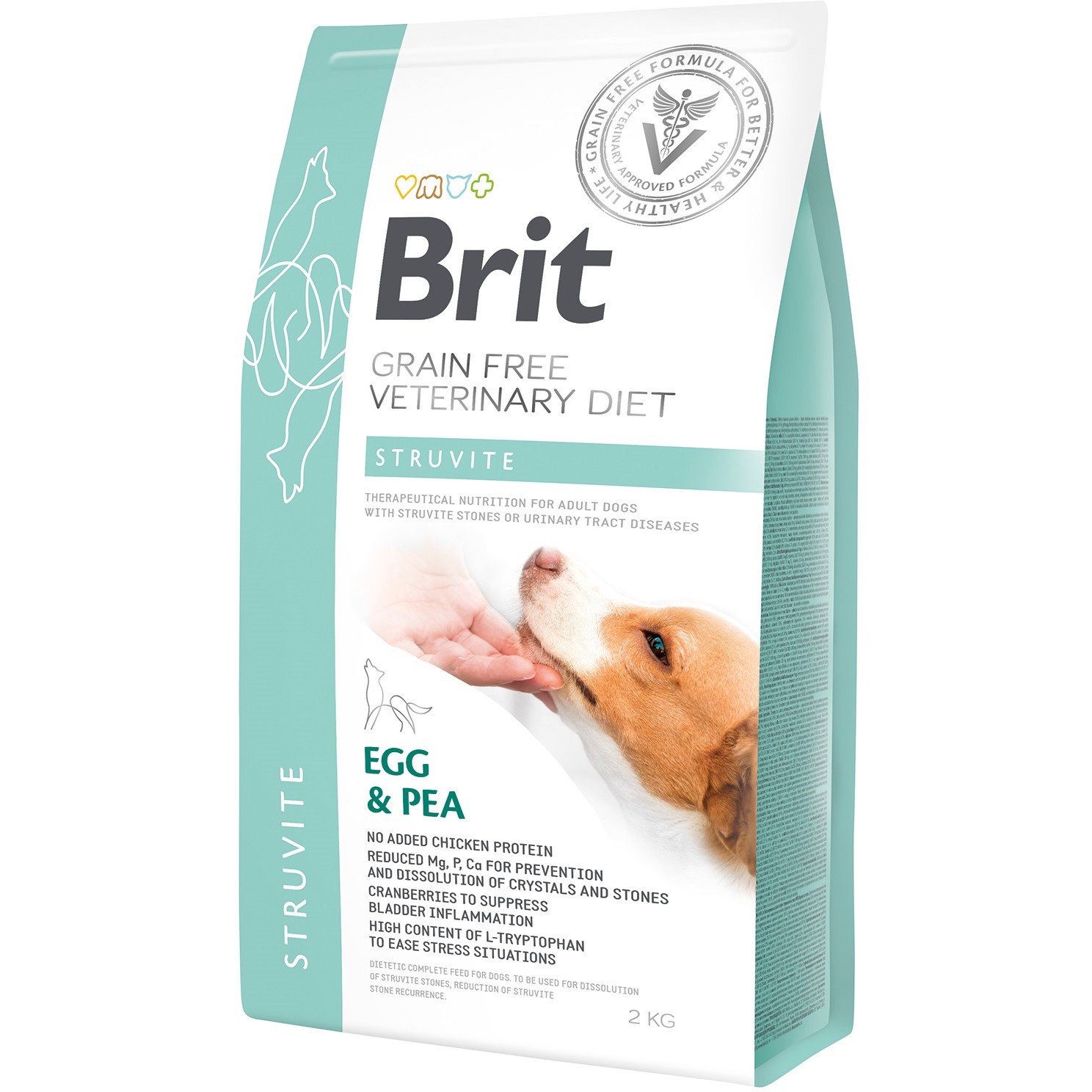 Сухий корм для дорослих собак Brit VetDiets при сечокам'яній хворобі з яйцем індичкою горохом і гречкою 2 кг - фото 1