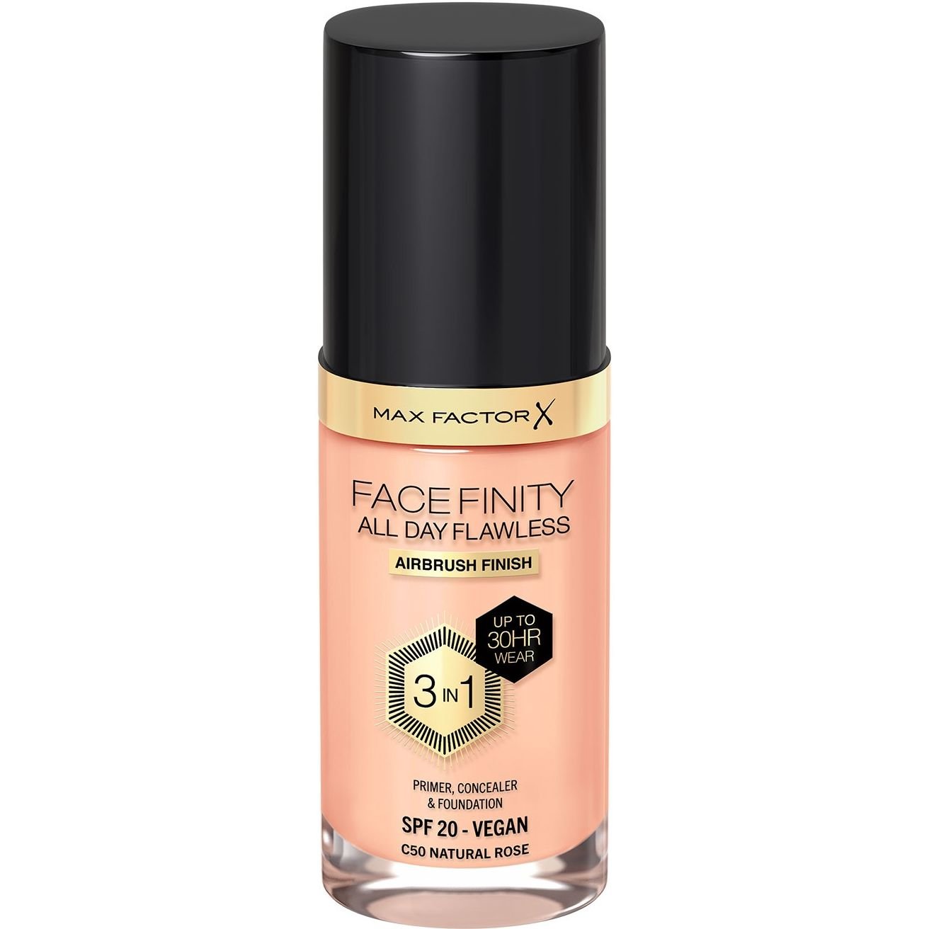 Тональная основа Max Factor Facefinity All Day Flawless 3 in 1 New тон C50 (Natural Rose) 30 мл - фото 1