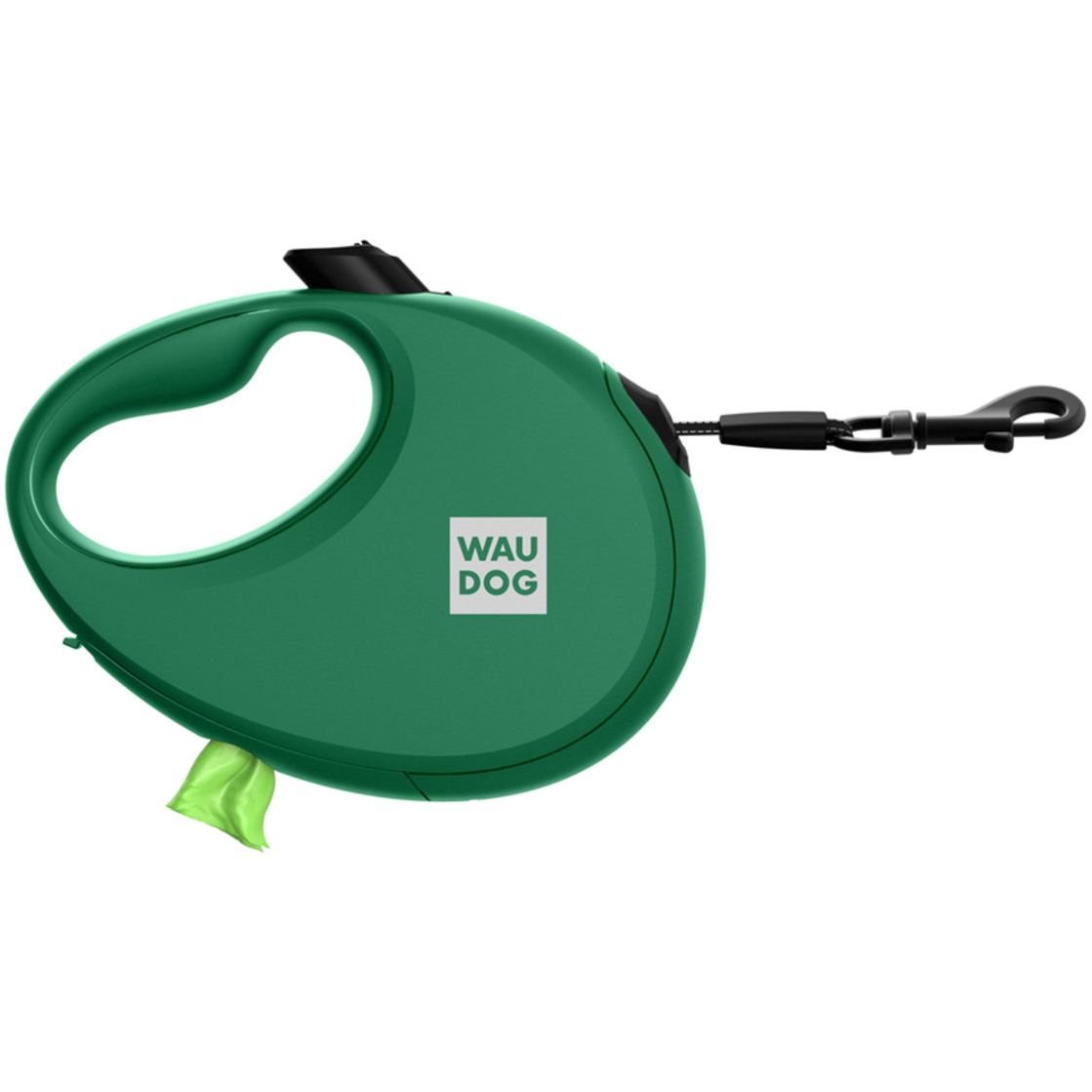 Поводок-рулетка для собак Waudog R-leash с контейнером для пакетов, светоотражающая лента, М до 20 кг, 5 м зеленый - фото 3