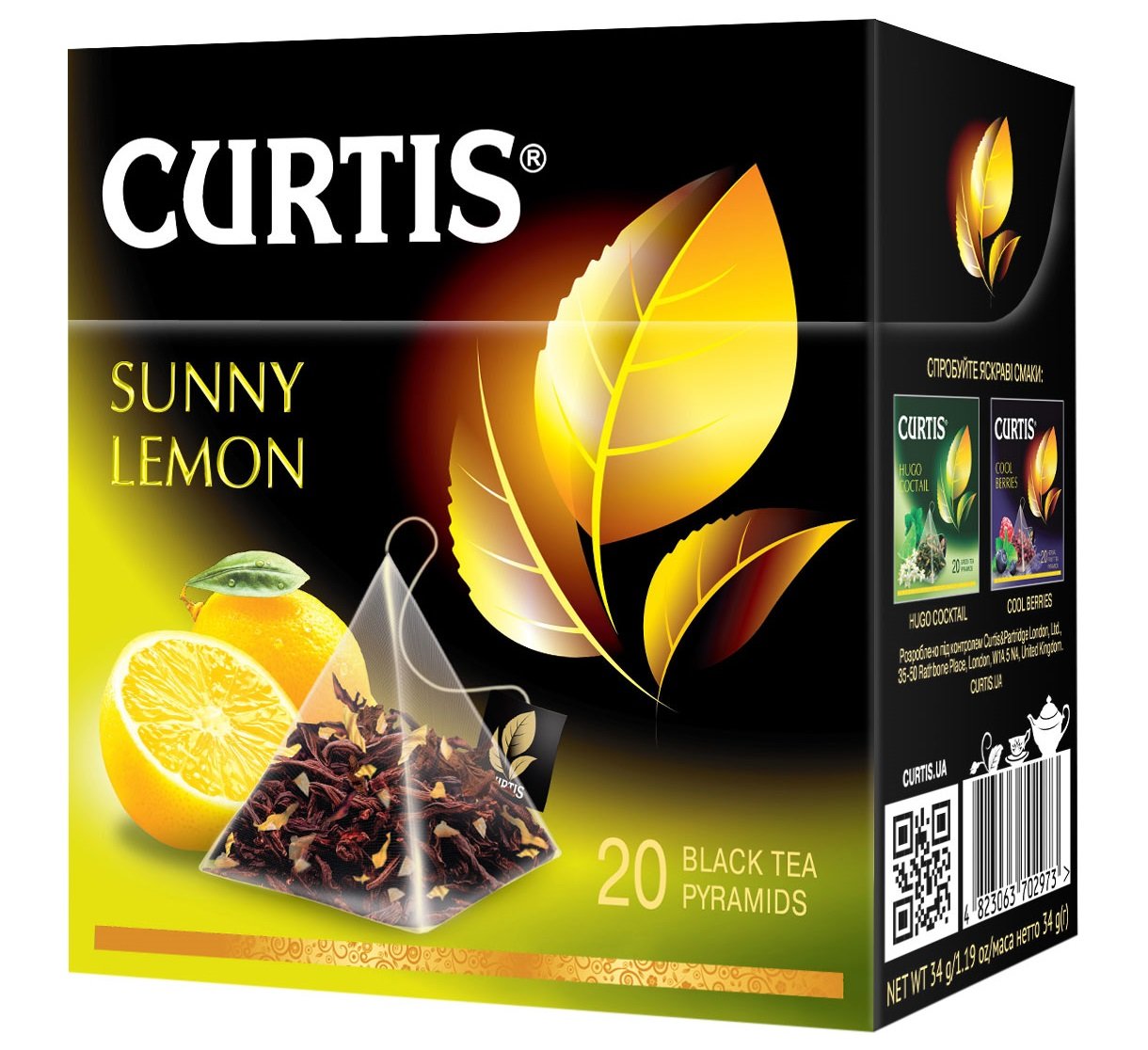 Чай черный Curtis Sunny Lemon 34 г (20 шт. х 1.7 г) (737768) - фото 1