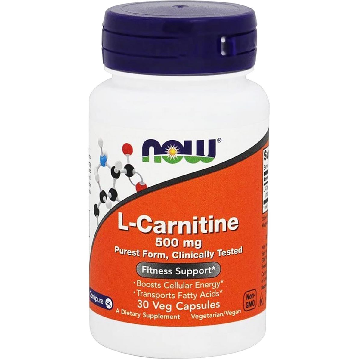 L-Карнітин Now L-Carnitine Fitness Support 500 мг 30 капсул - фото 1