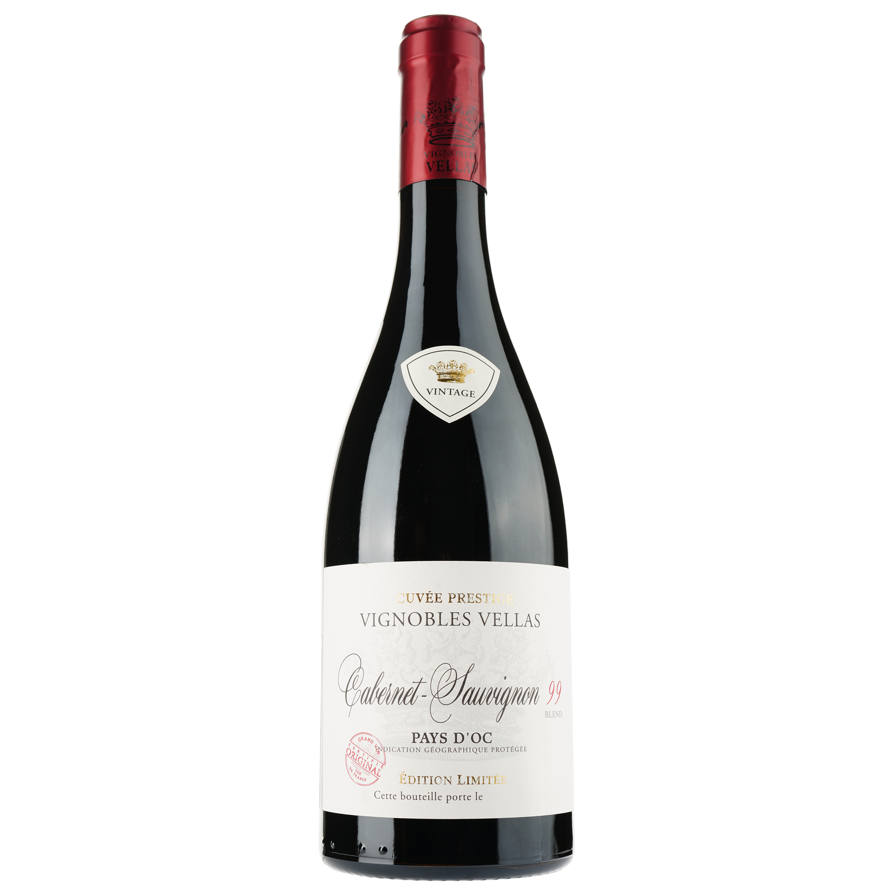 Вино Vignobles Vellas Cabernet 99 Blend Edition Limitee IGP Pays D'Oc, красное, сухое, 0,75 л - фото 1