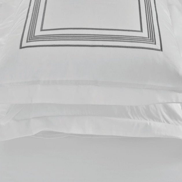 Комплект постільної білизни Penelope Mia antrasit King Size, сатин, двоспальний (200х180+35см), білий з бежевим (svt-2000022294195) - фото 2