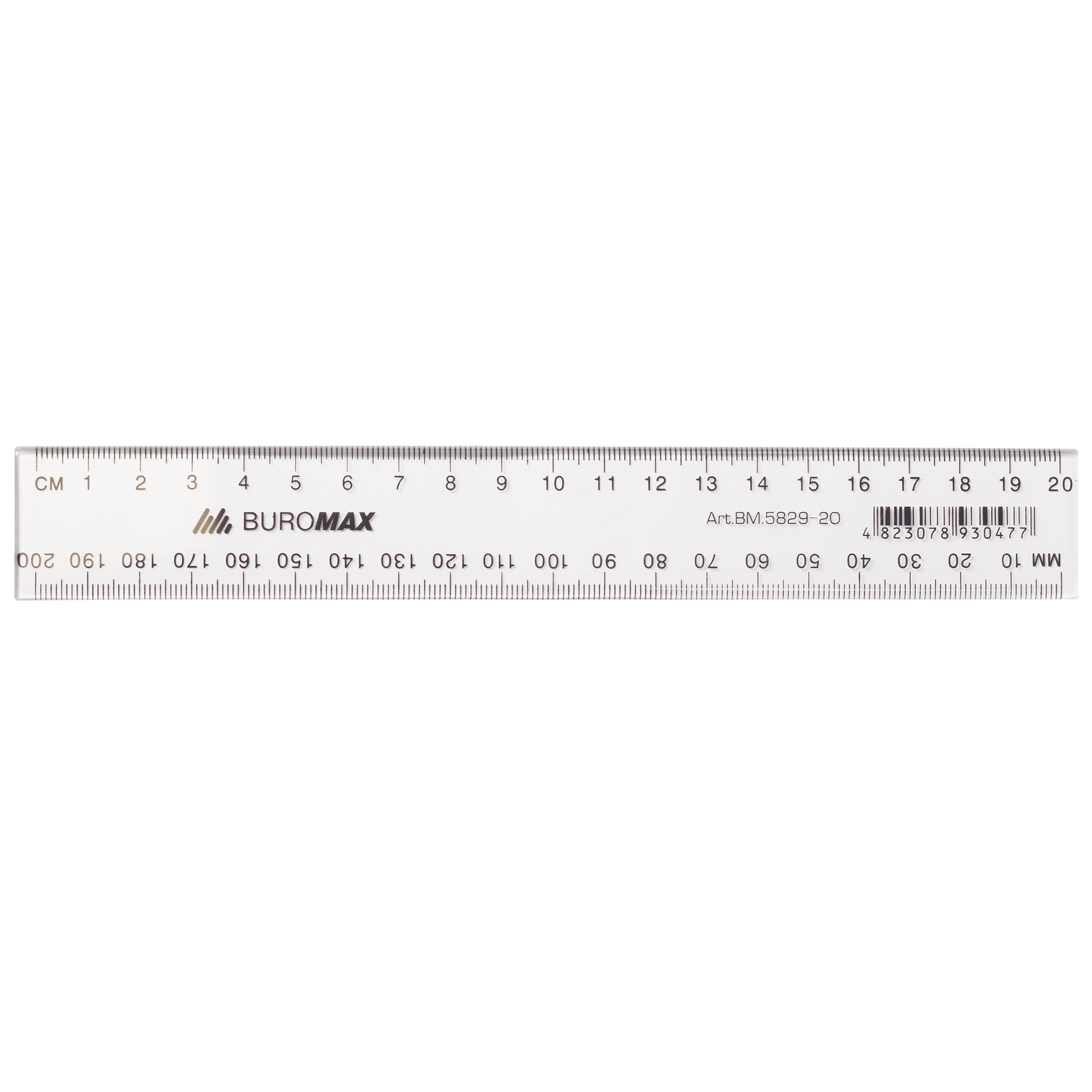 Лінійка пластикова Buromax Jobmax, 20 см, прозорий (BM.5829-20) - фото 1