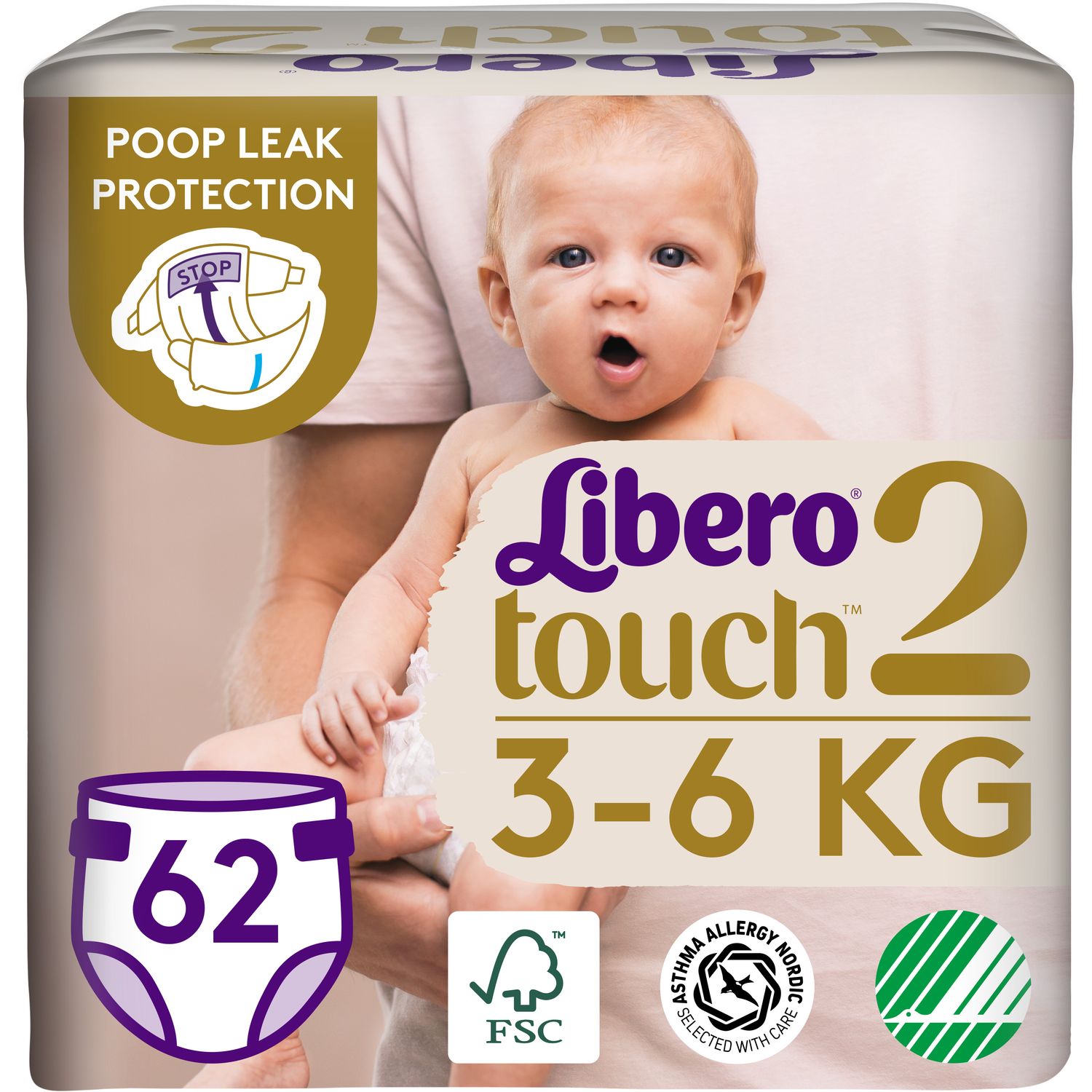Підгузки Libero Touch 2 (3-6 кг), 62 шт. (79003) - фото 1