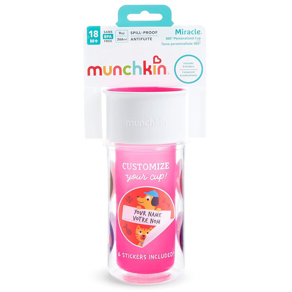 Поїльник непроливайка Munchkin Miracle 360 Insulated Sticker, 266 мл, рожевий (17407.02) - фото 6