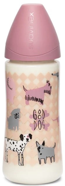 Пляшечка для годування Suavinex Історії цуценят, 360 мл, рожевий (304828) - фото 1