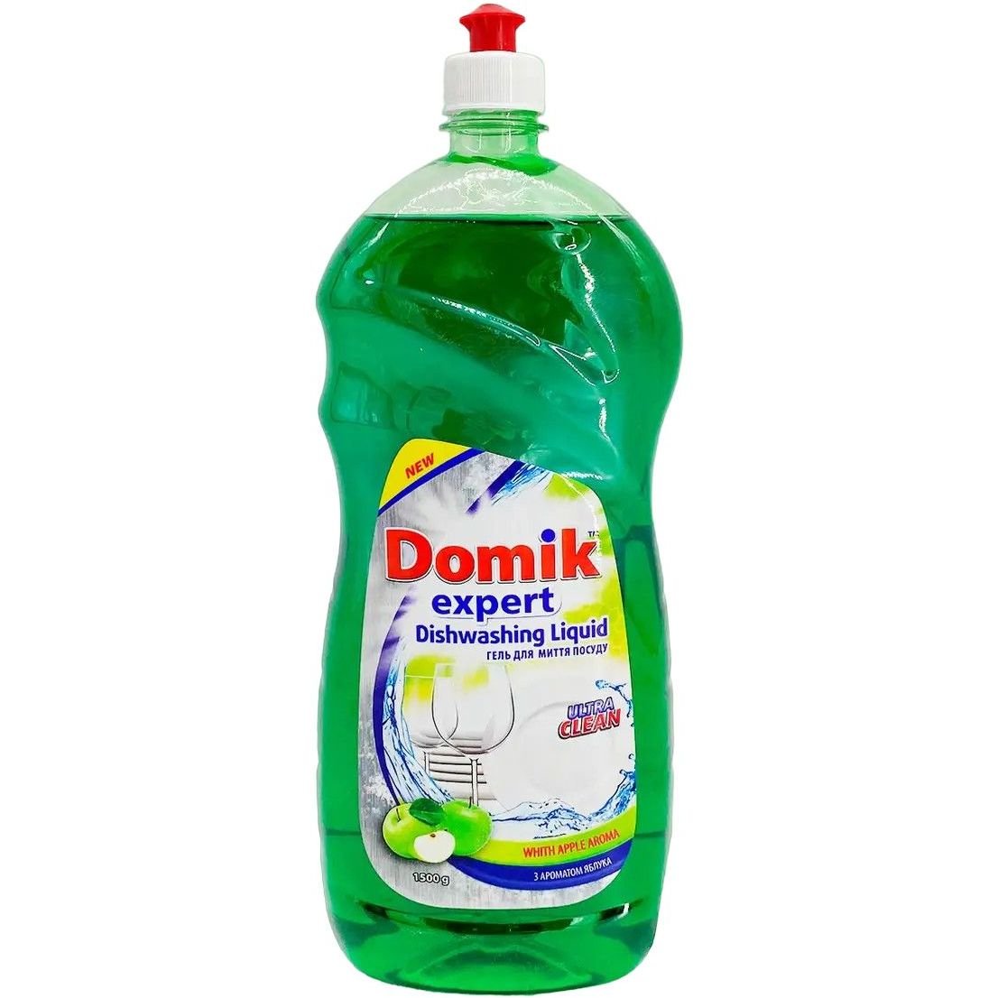 Гель для мытья посуды Domik Expert с ароматом яблока, 1,5 л - фото 1
