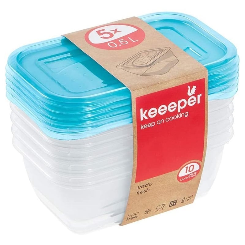 Комплект ємностей для СВЧ Keeeper Fredo Fresh, 0,5 л, блакитний, 5 шт. (672) - фото 1