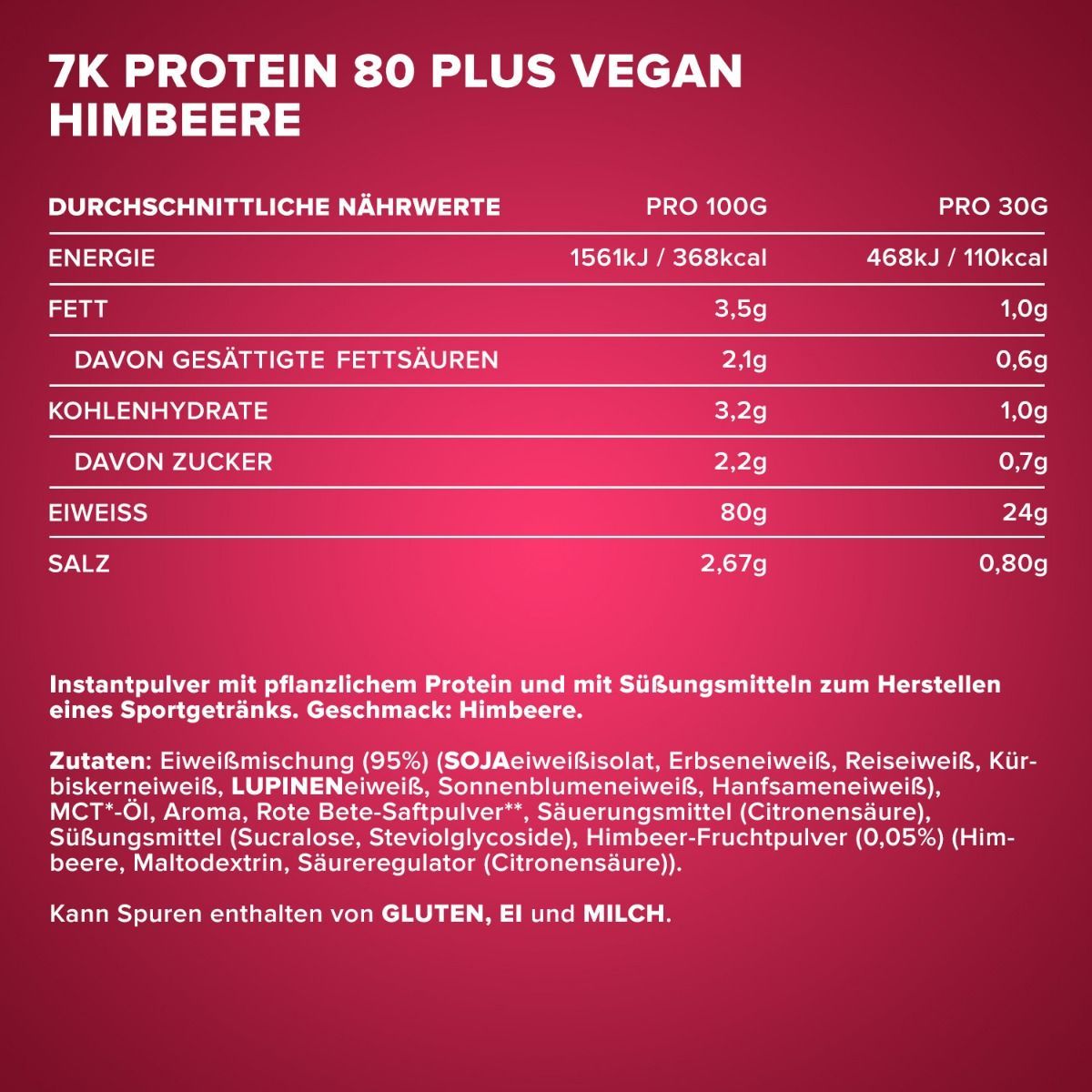 Протеїн IronMaxx Vegan Protein 7k - 80 Plus Малина 500 г - фото 5
