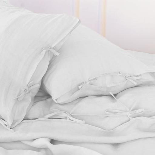 Комплект постельного белья MirSon Natural Linen Winter flower лен полуторный евро белый (2200008249199) - фото 5